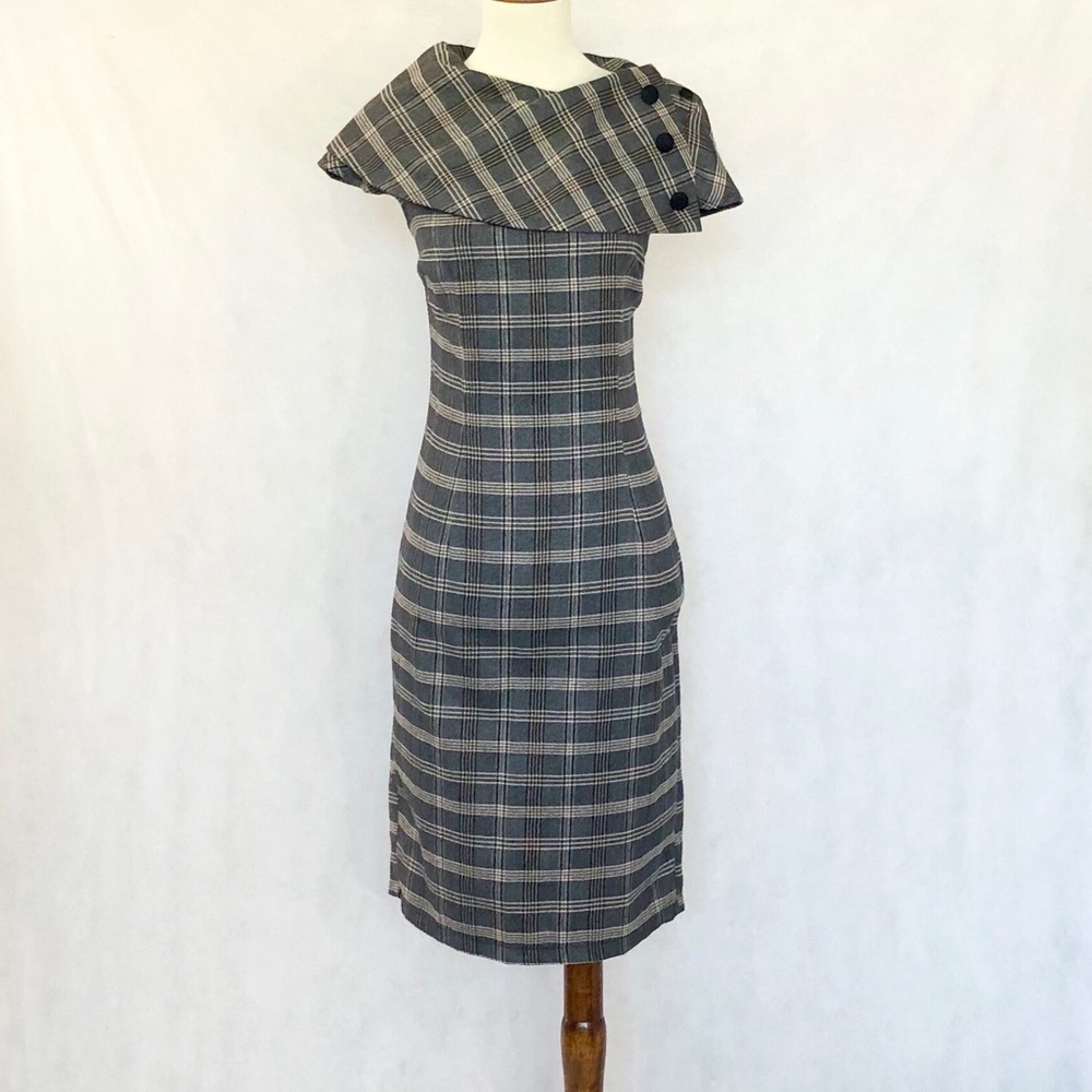 Voodoo Vixen Plaid Pin Up Style Fitted Dress - Picture 2 of 8